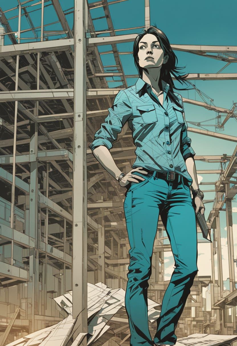 Female Architect in Graphic Novel Style