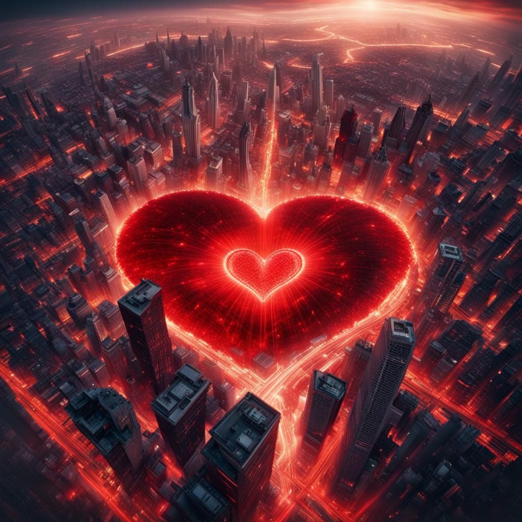 Spectacular Aerial Cityscape with Falling Figure