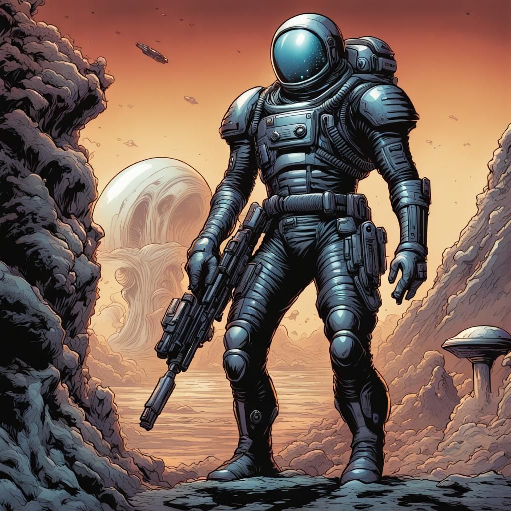 Extraterrestrial Soldier in Comic Book Style