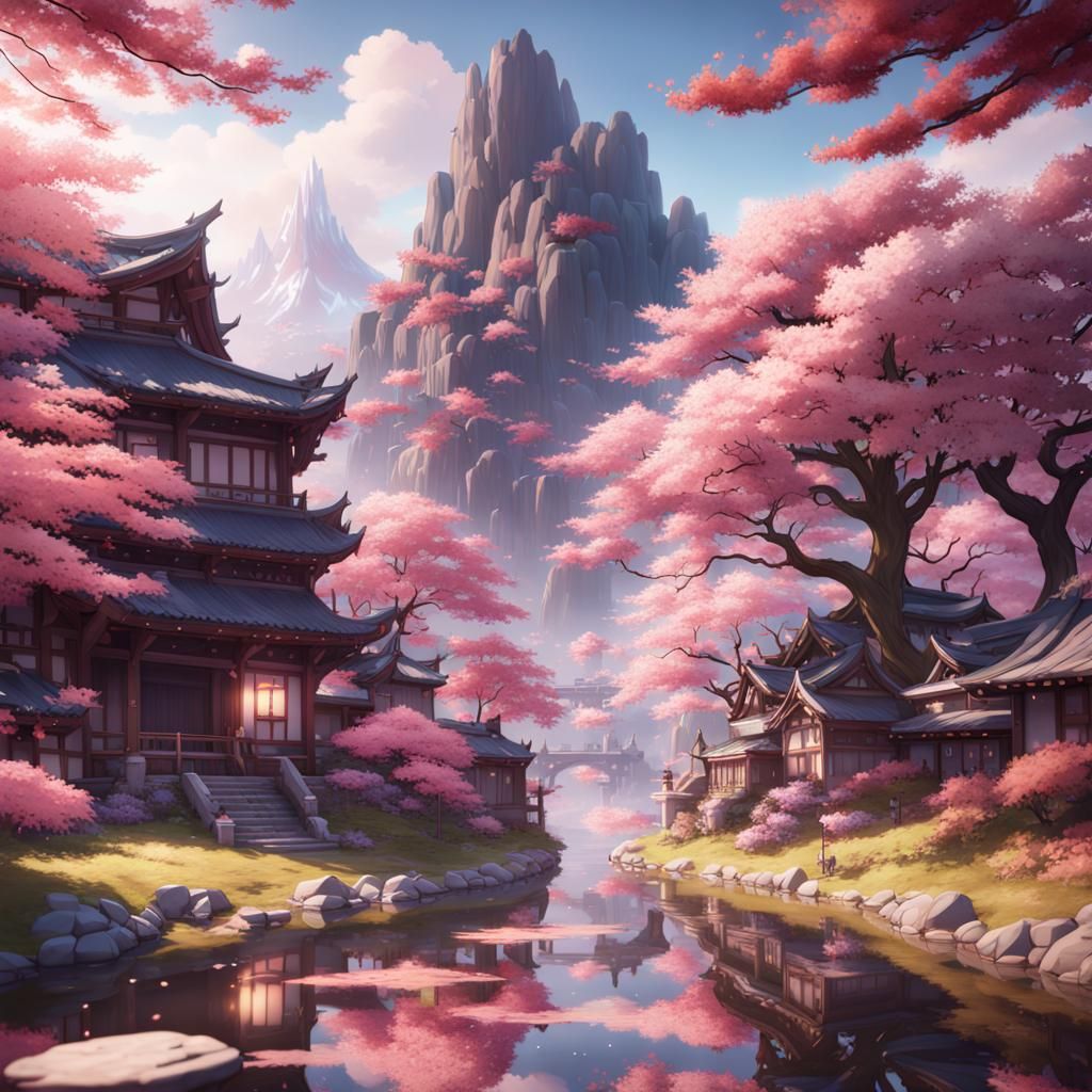 Sakura Genshin Impact: Detailed Matte Painting