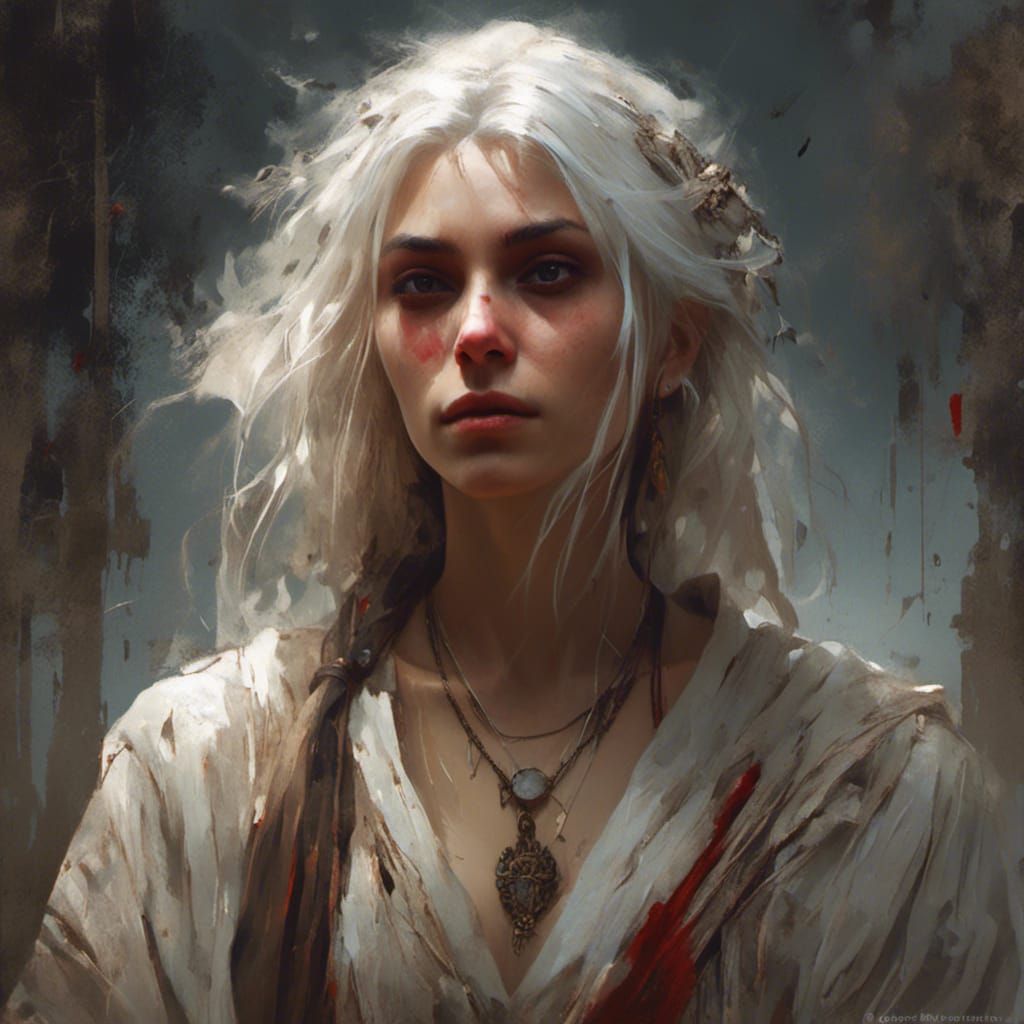 Young Woman in White Robes by Rutkowski, Artgerm