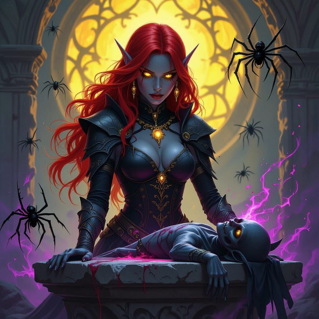 Drow Ritual Sacrifice in Dark Fantasy Style