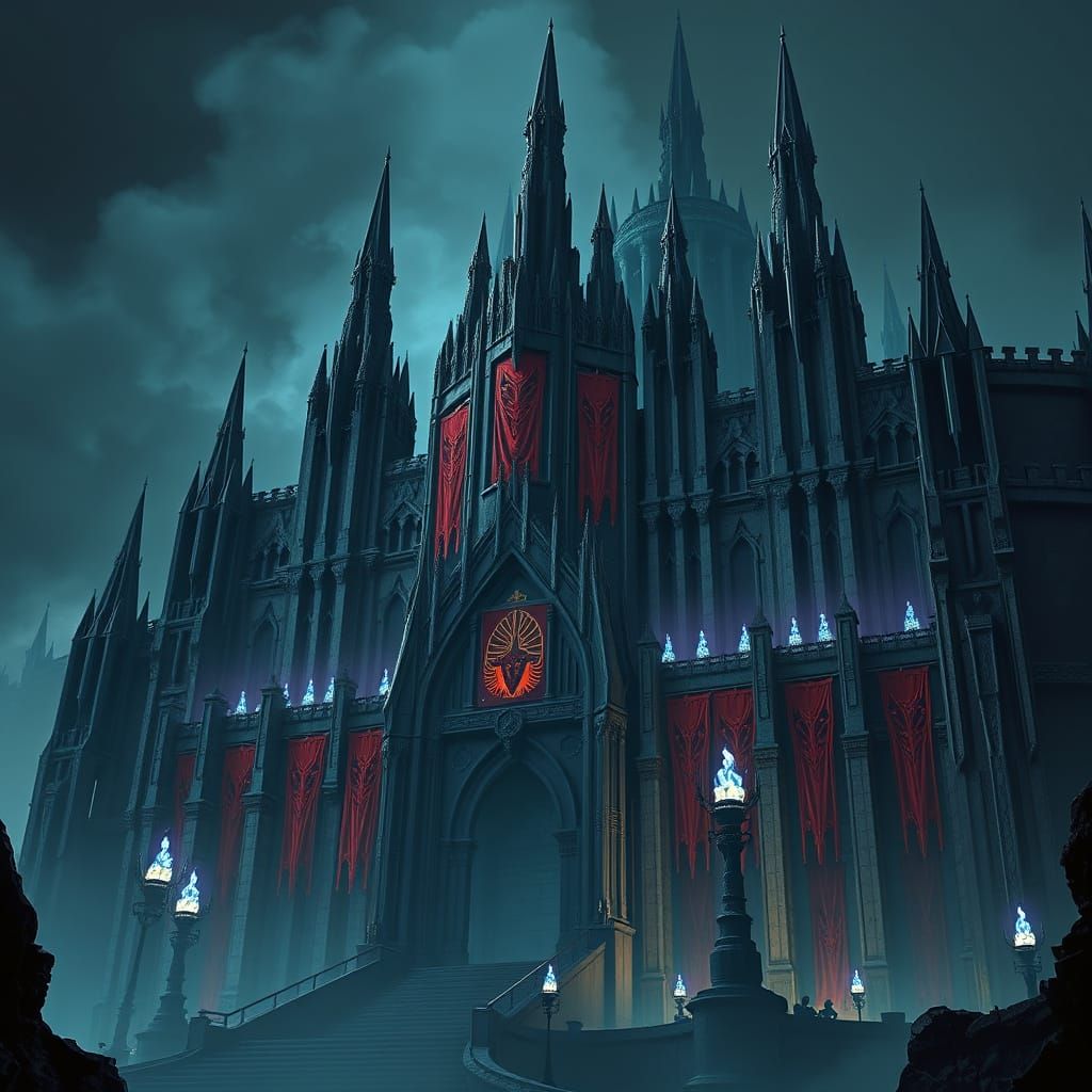 Colossal Obsidian Colosseum in Dark Gothic Style
