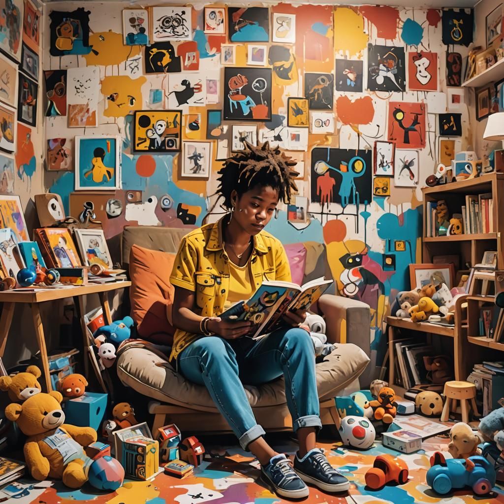 Vibrant Street Art: Mother and Baby in Nursery