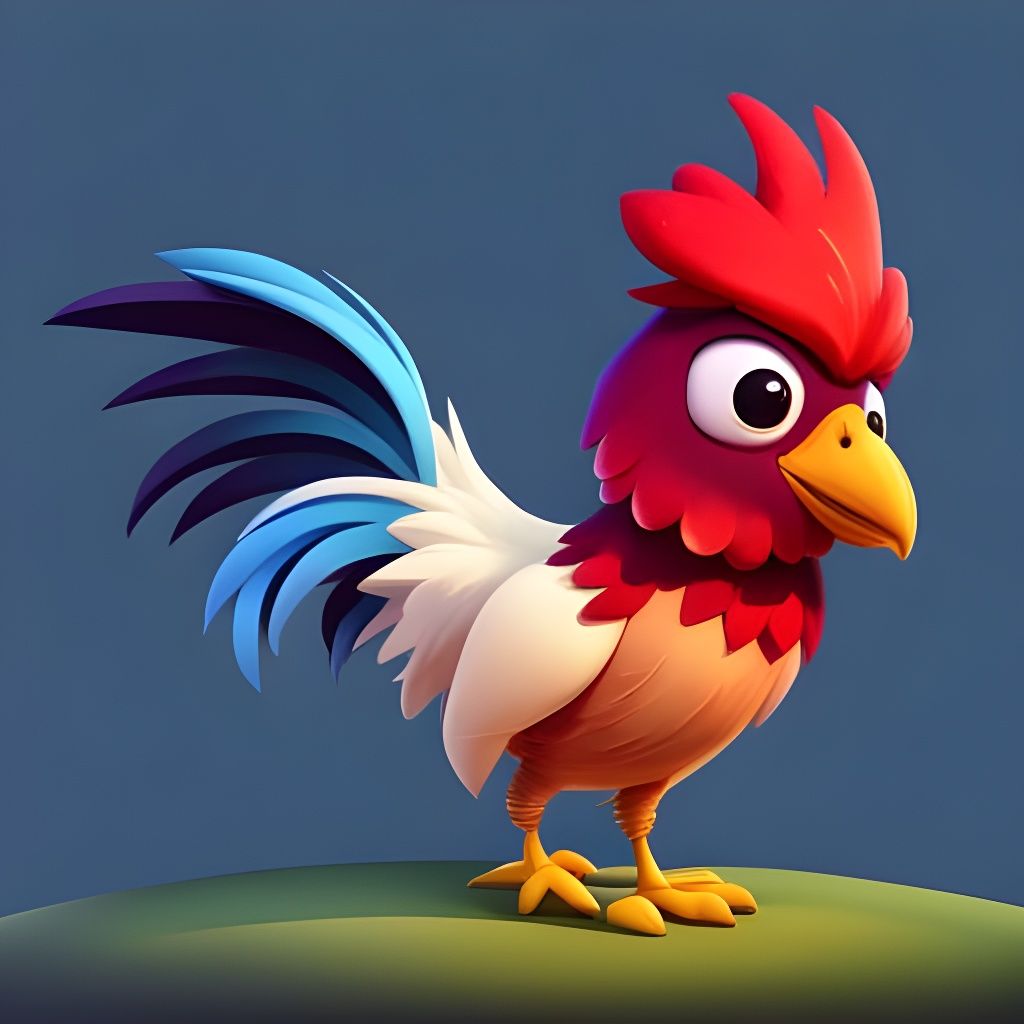 Adorable Ugly Rooster in Chibi 3D Style