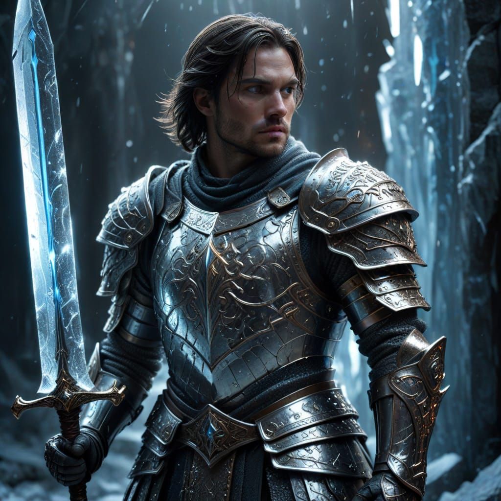 Knight in Shimmering Sequin Armor Radiates Ethereal Power