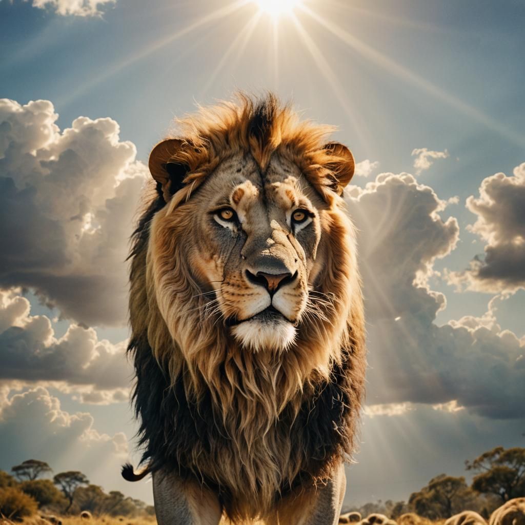 Half-Human Half-Lion Hybrid in Divine Light