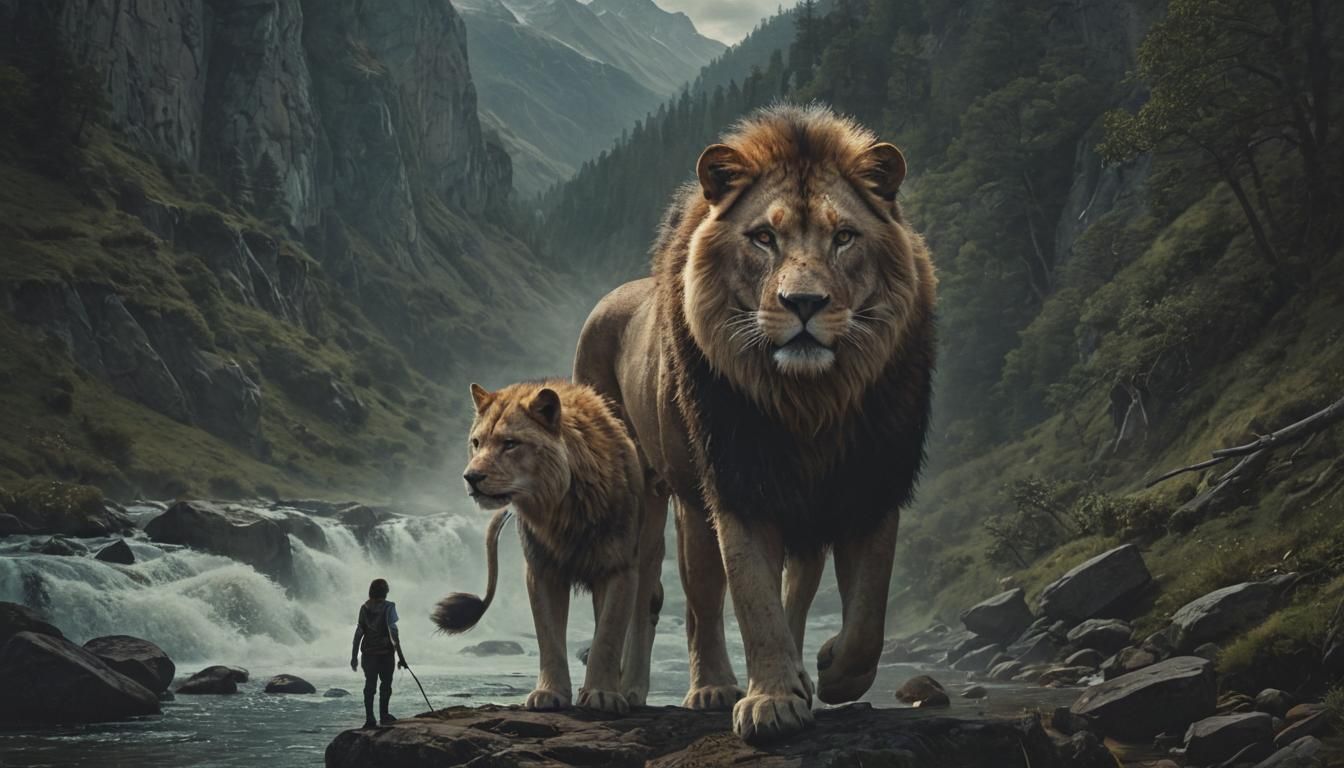 Lion and Wolf Mountain Adventure Movie Poster