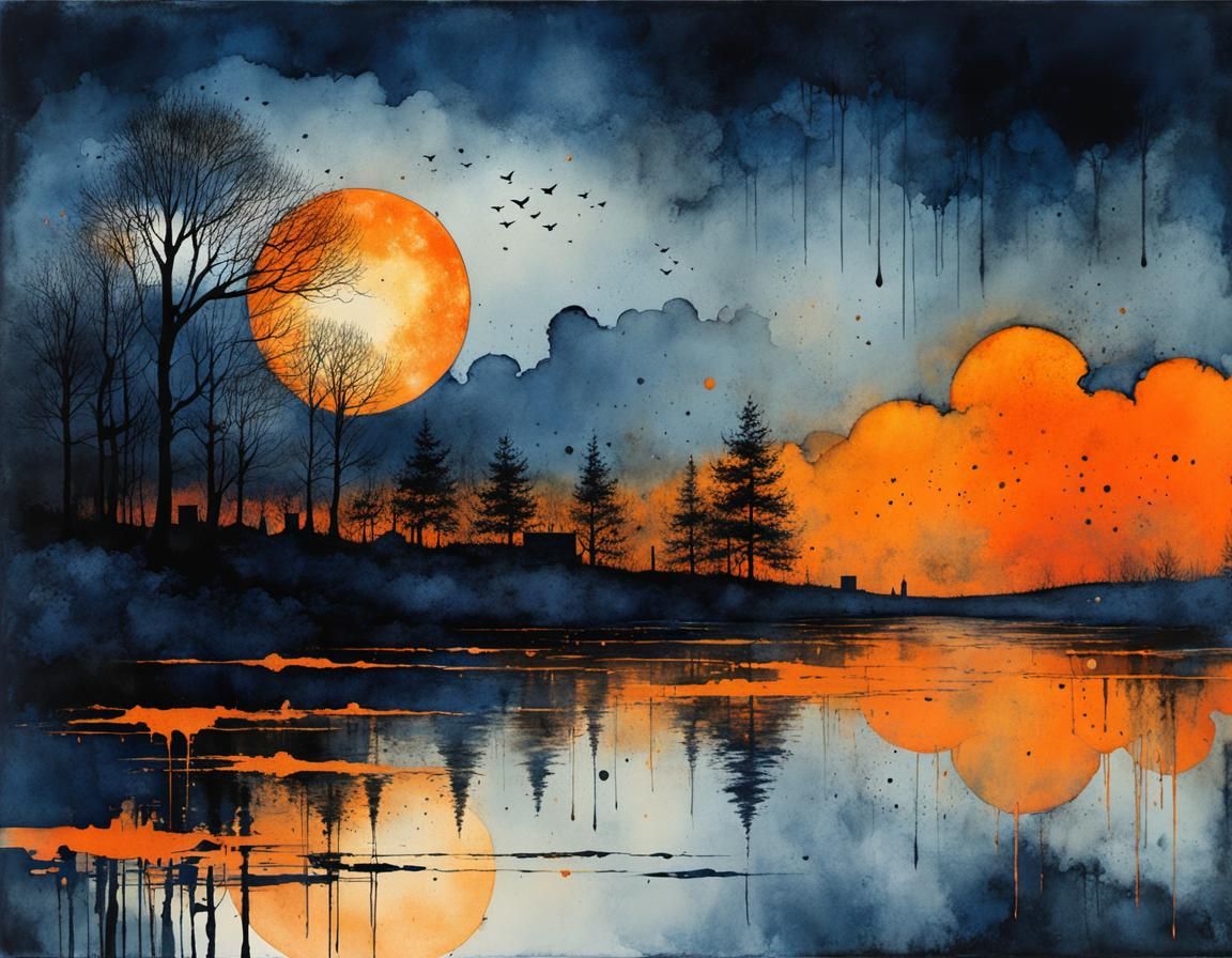 Twilight Fantasy Art in Watercolor Style