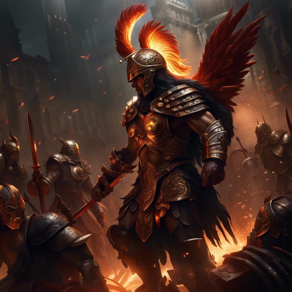 Ares Leads Warriors into Battle: Dark Fantasy Art
