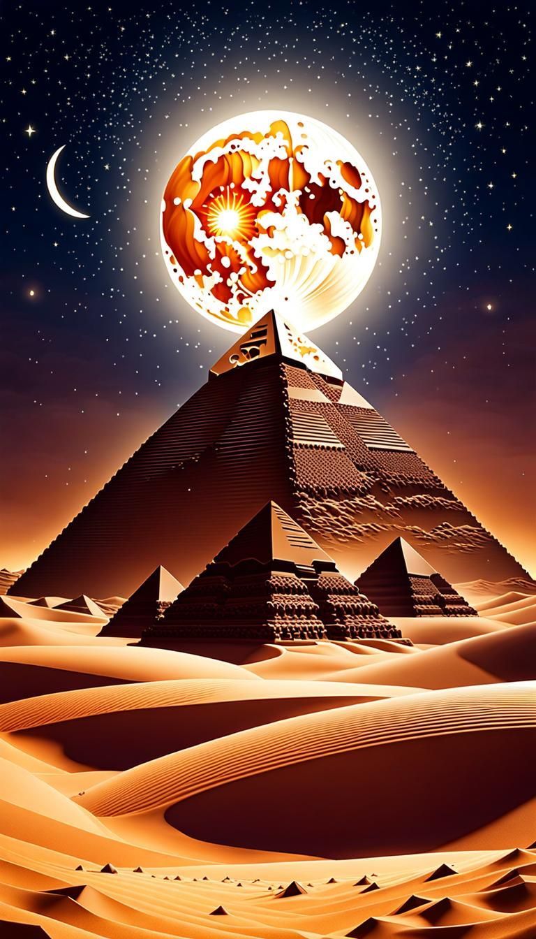 Egyptian Quilling Art: Pyramids and Moon Ornament