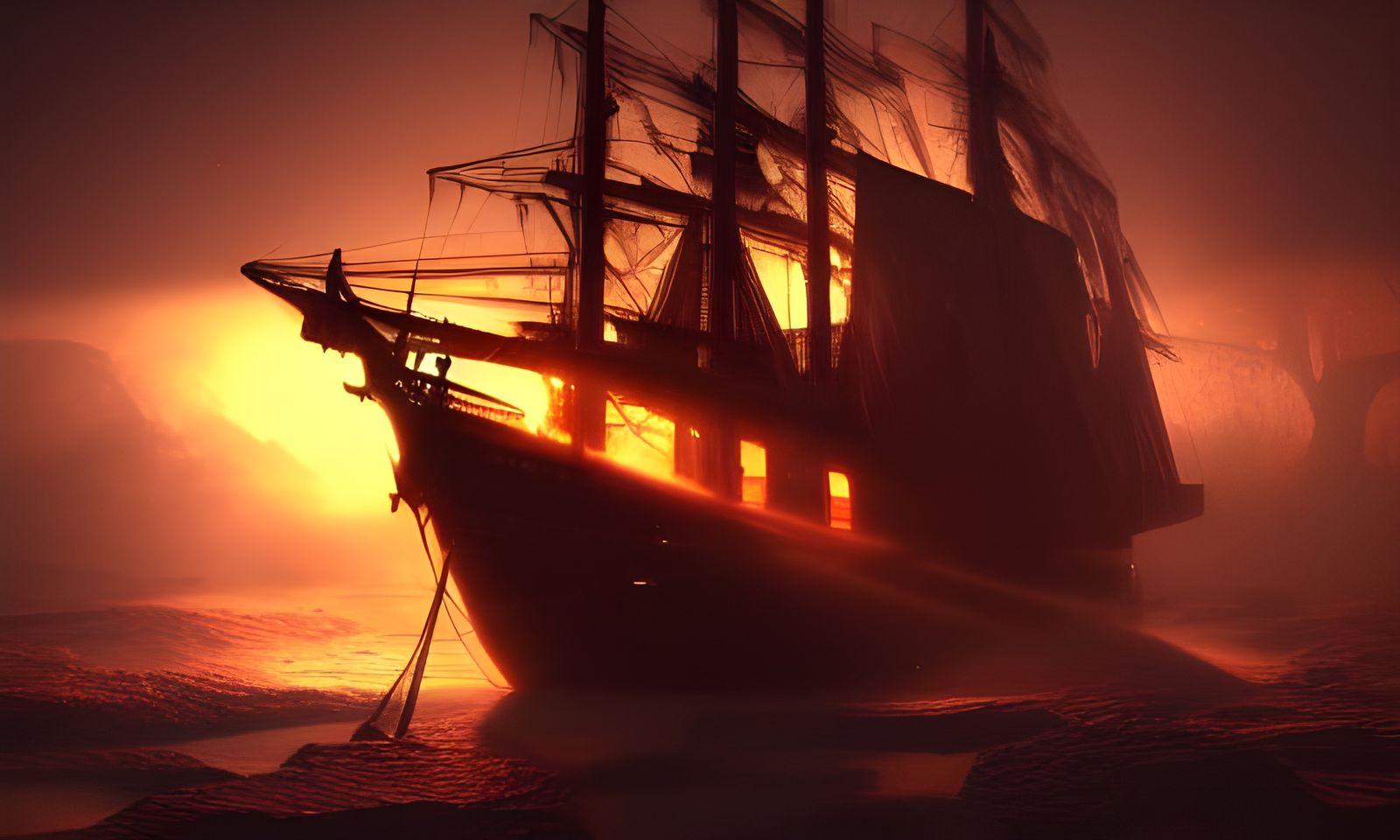 Hyperdetailed Ghost Ship in Dreamlike Photorealism