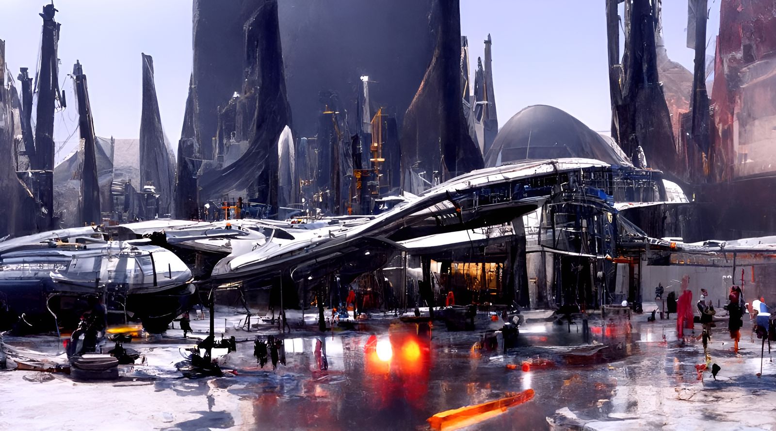 Futuristic Star Wars Spaceport Concept Art