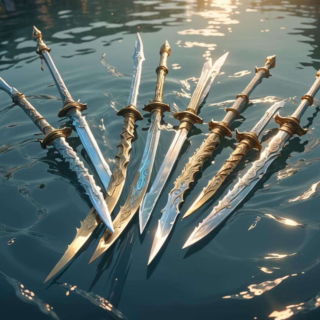 Anime Swords in a Boat: 3D Concept Art