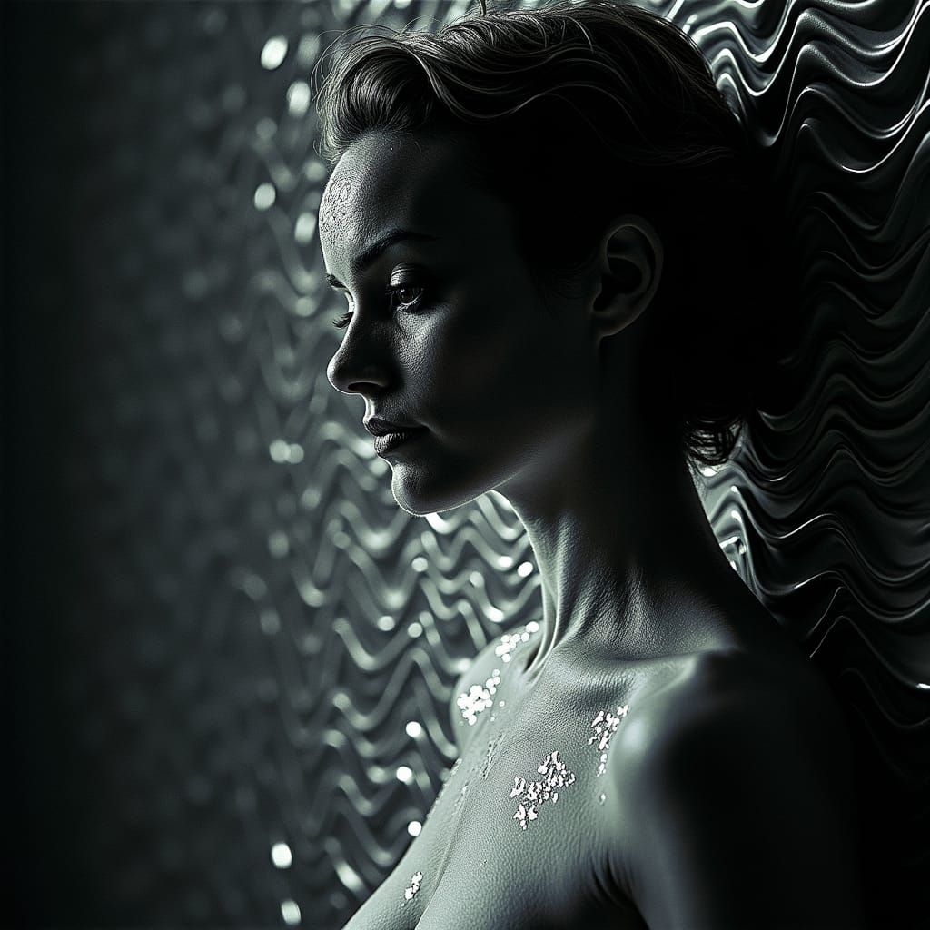 Subtle Moiré Portrait in Dim Photograph