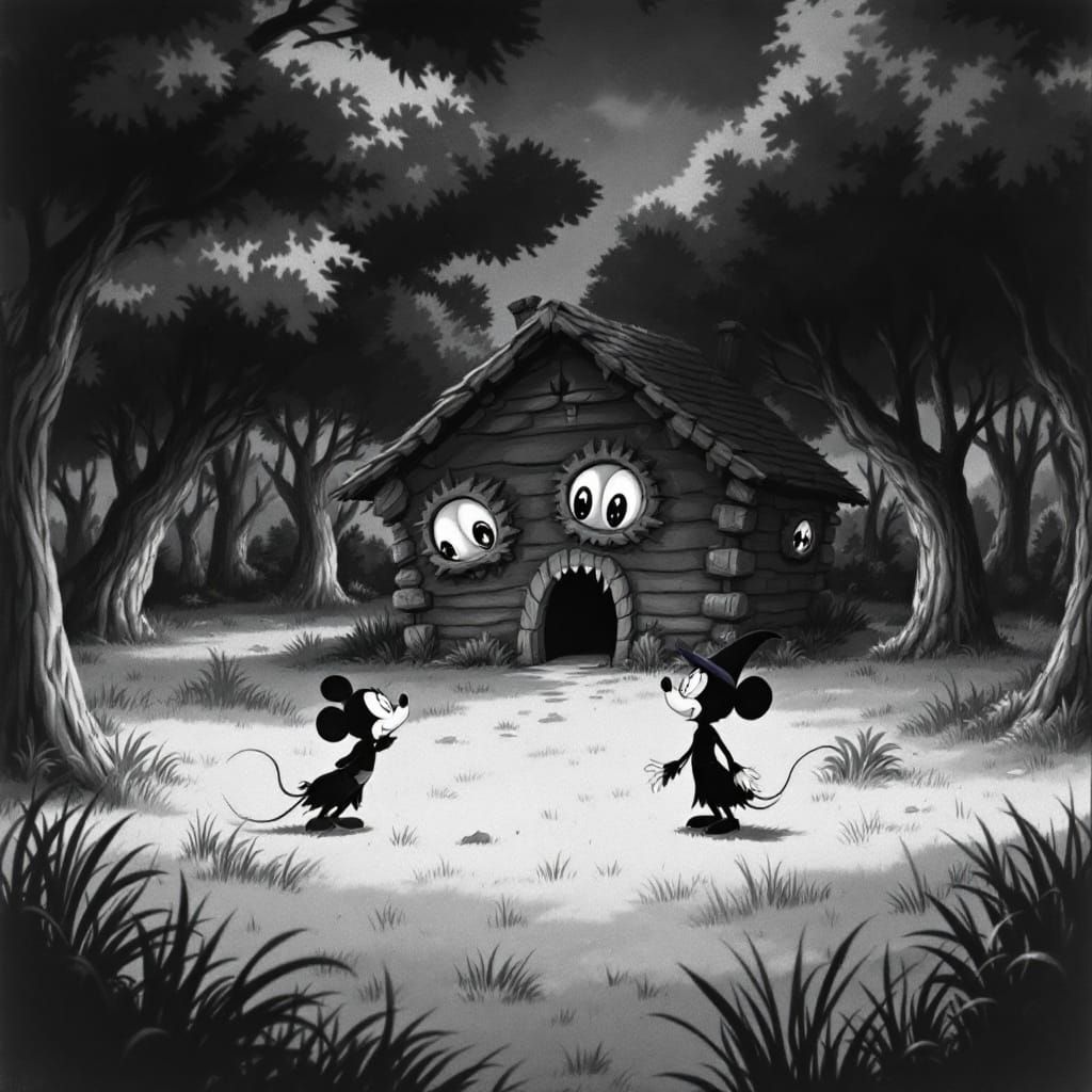 Spooky Cabin in Disney Animation Style