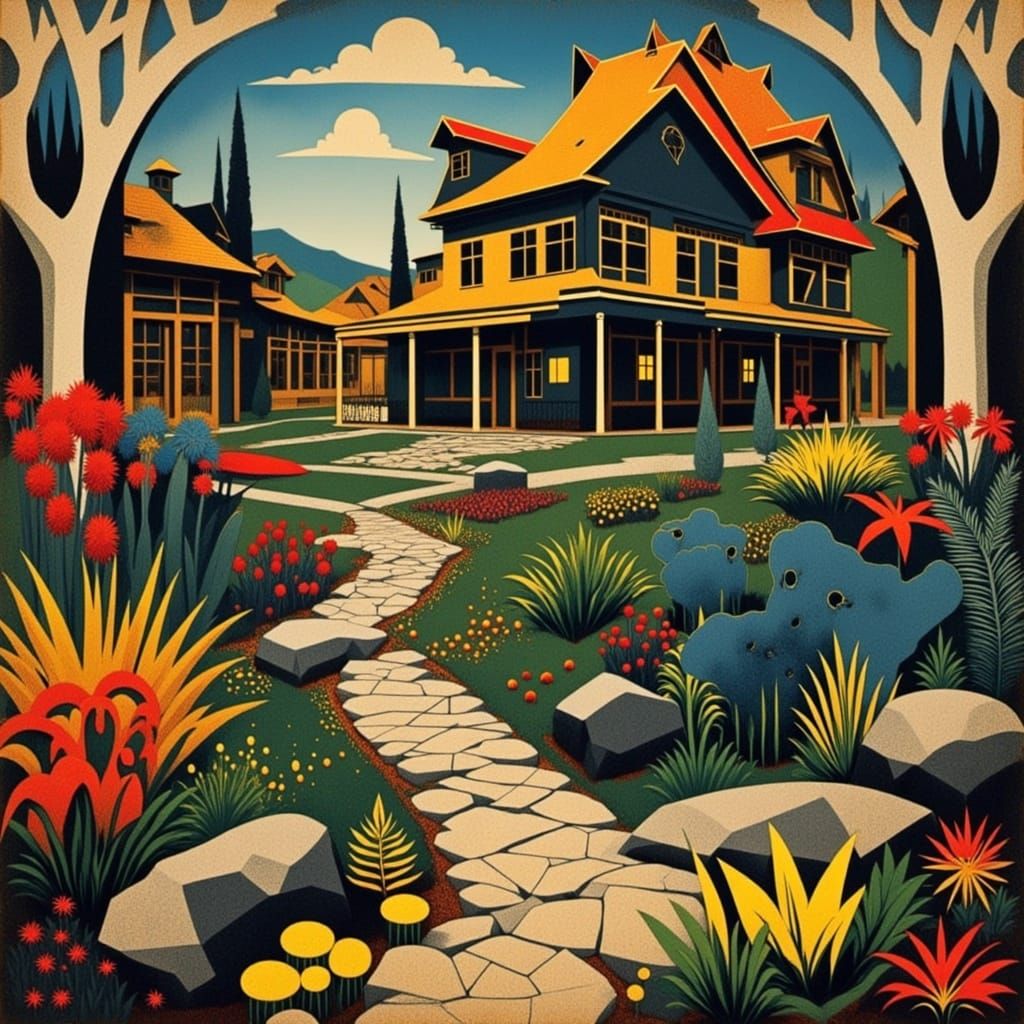 Mystical Celestial Garden in Vibrant Pop Art