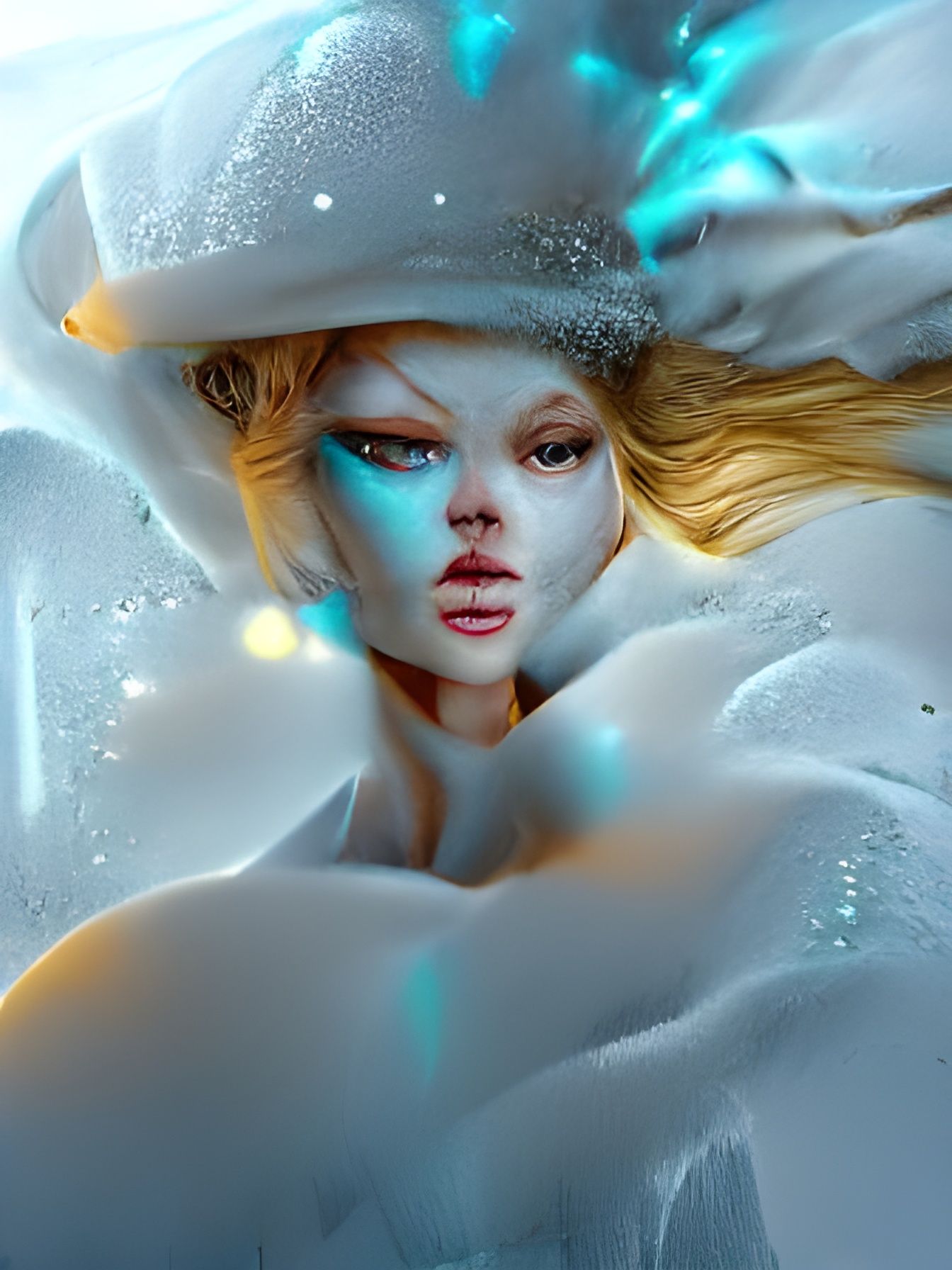 Hyperrealistic Snow Maiden Digital Illustration