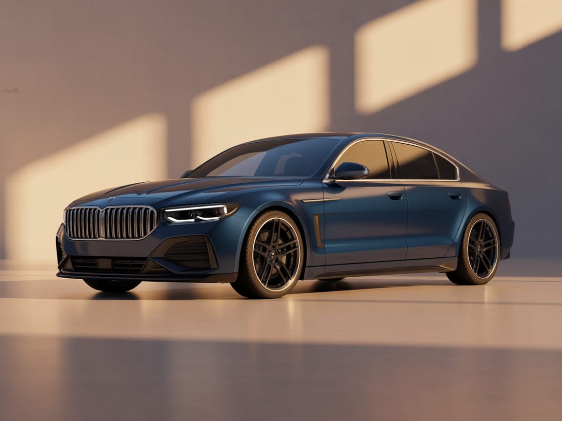 Modern German Sedan in Studio Showroom