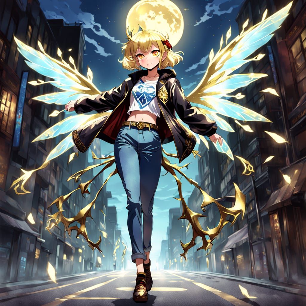 Ethereal Fairy Emerges Under Moonlight in Anime-Inspired Art