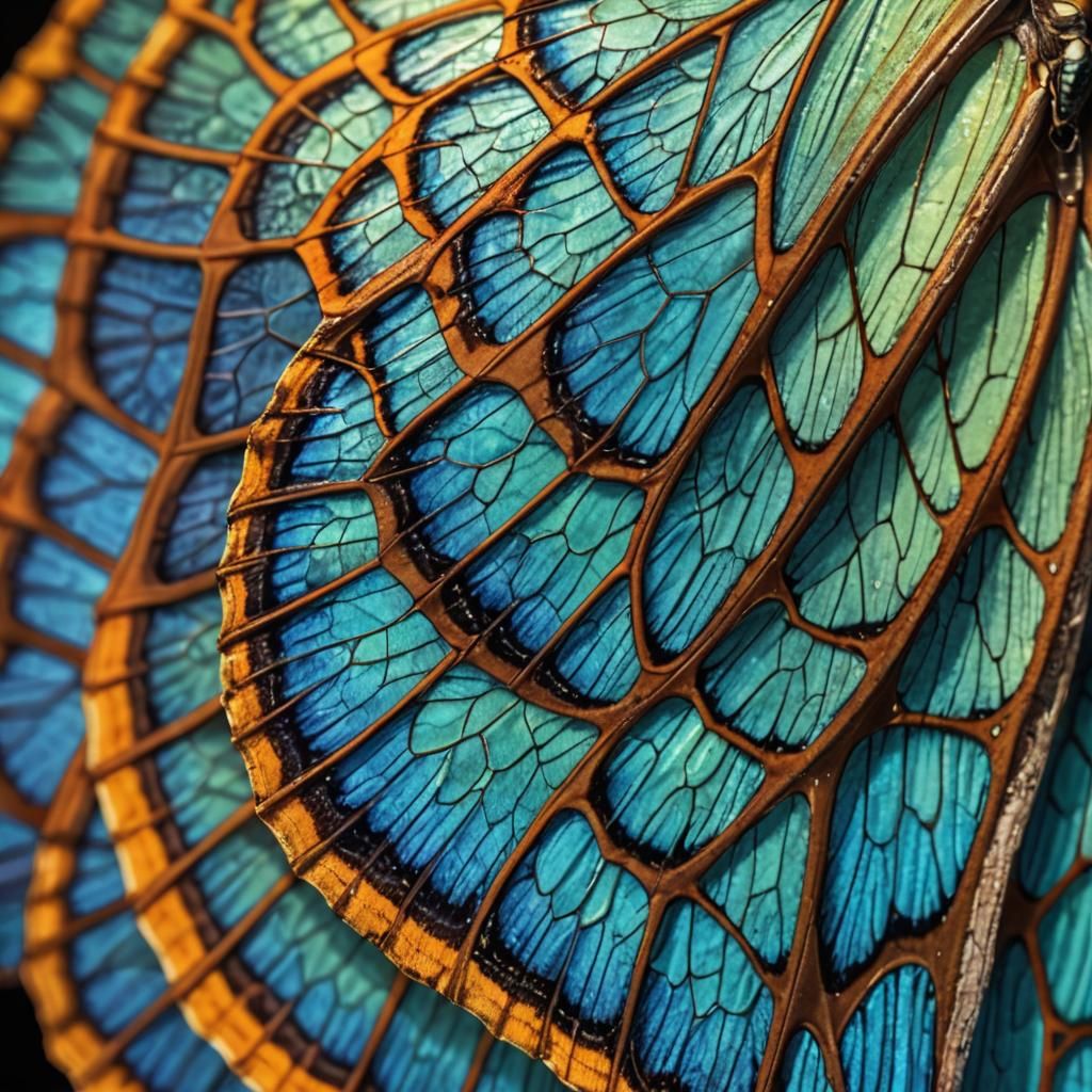 Hyperrealistic Macro Butterfly Wing Segment