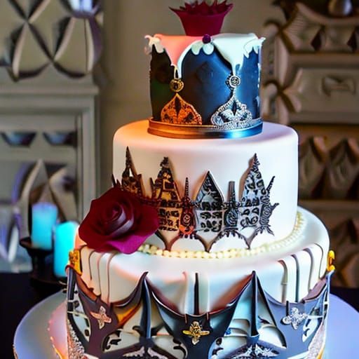 Hyperrealistic Gothic Cake Masterpiece in Dark Moody Style