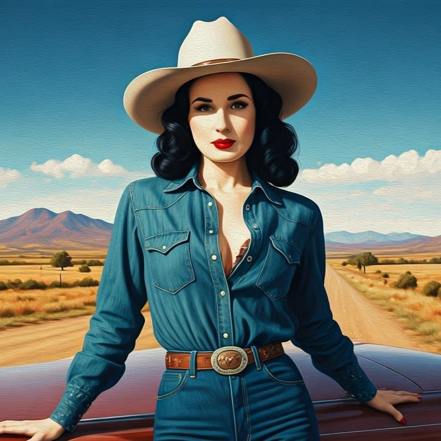 Dita in Retro Chic Cowboy Style