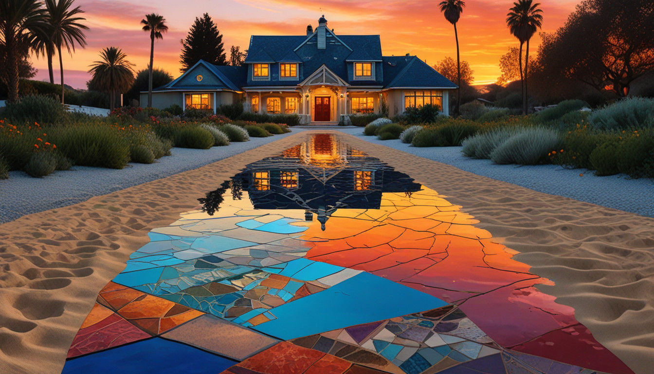 Surreal Cityscape in Whimsical Alcohol Ink Style