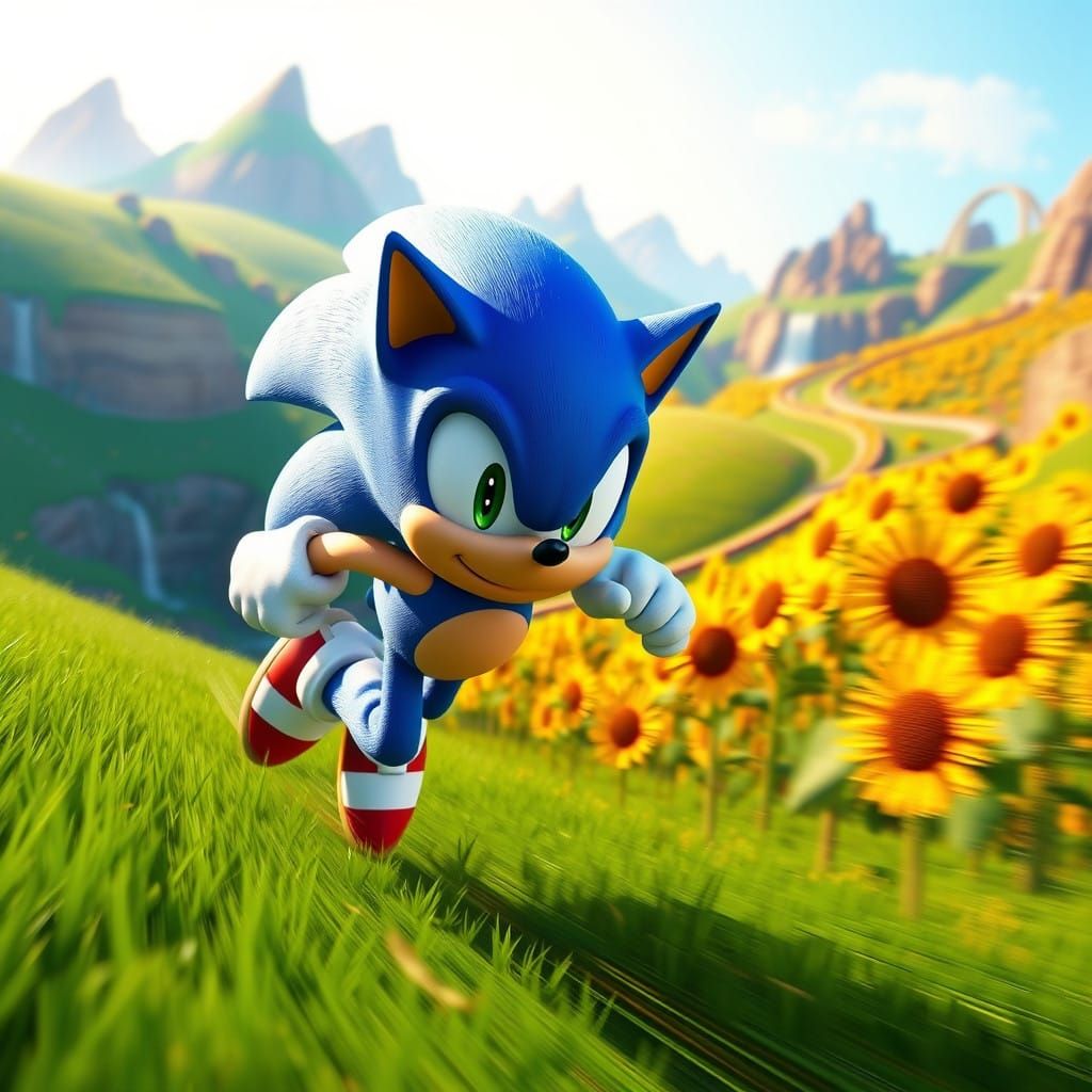 Sonic the Hedgehog Speeds through Vibrant Green Hill Zone