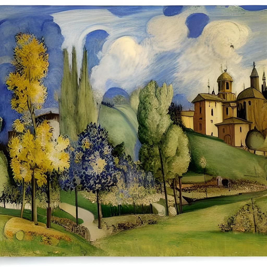 Vibrant Spring Landscape in Renaissance Expressionist Style
