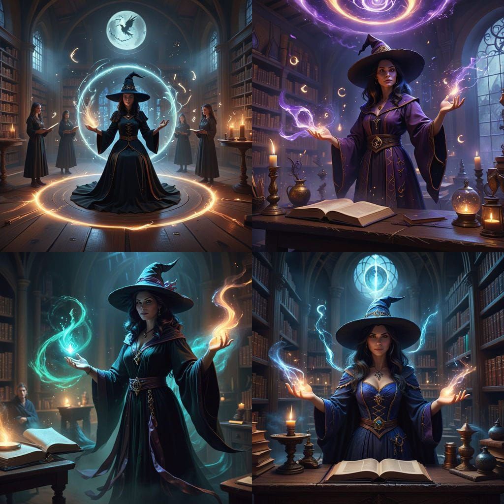 A Stunning Witch, is teaching her class how to cast a floati...