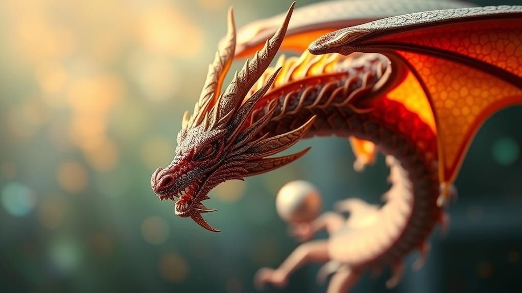 Hyperrealistic Celestial Dragon with Bokeh Effect