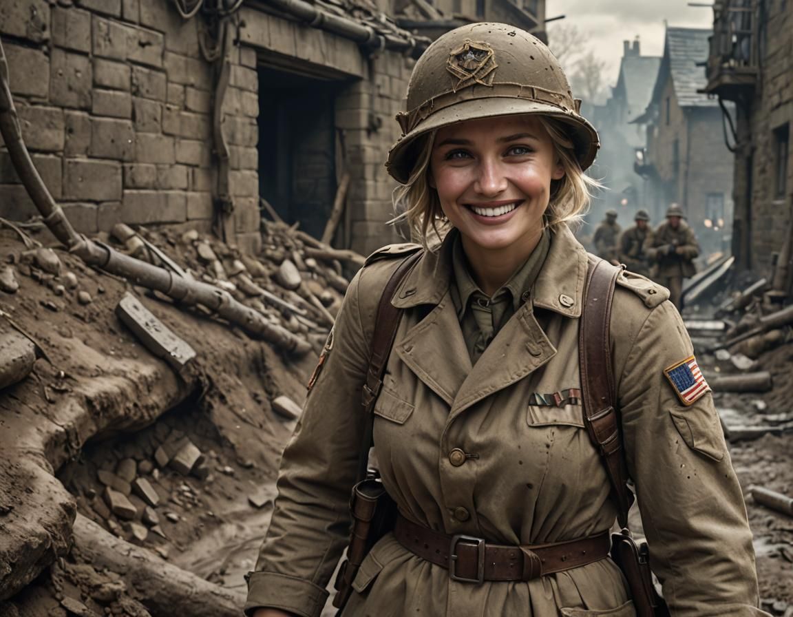 Cameron Diaz as WWI Soldier: Detailed Matte Painting