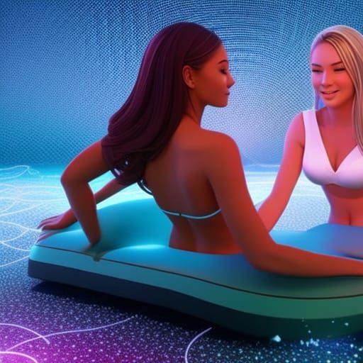 Woman Receiving Massage in Deep Color Ambiance