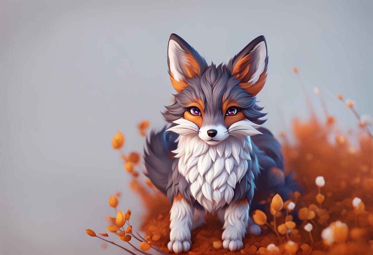Cute Fox Chibi in Detailed Matte Painting