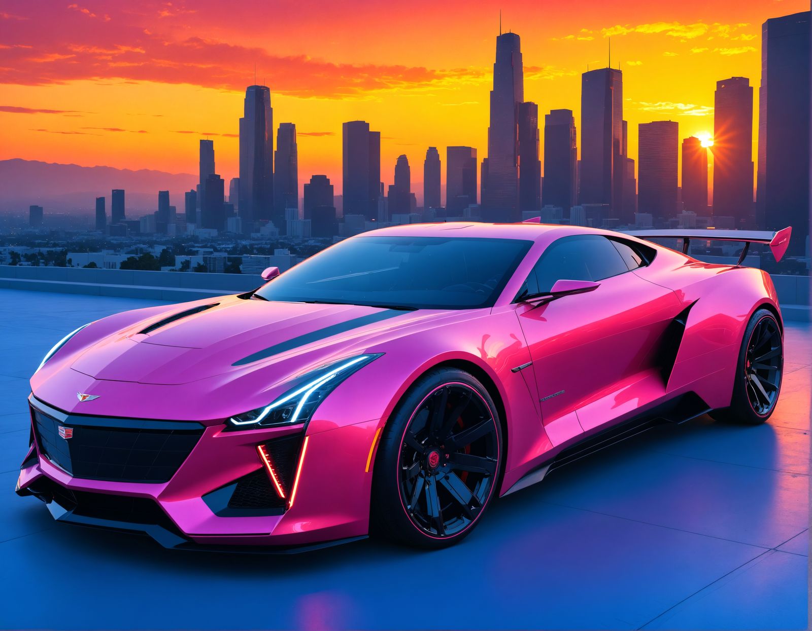 Glowing Cadillac Supercar Speeds Through Futuristic LA
