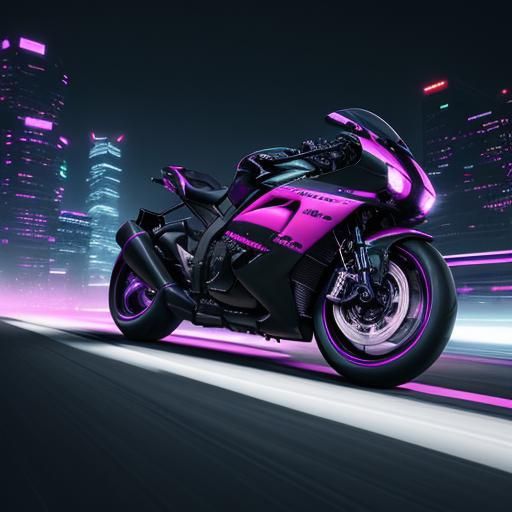 Futuristic Motorcycle Chase Through Neon Cityscape