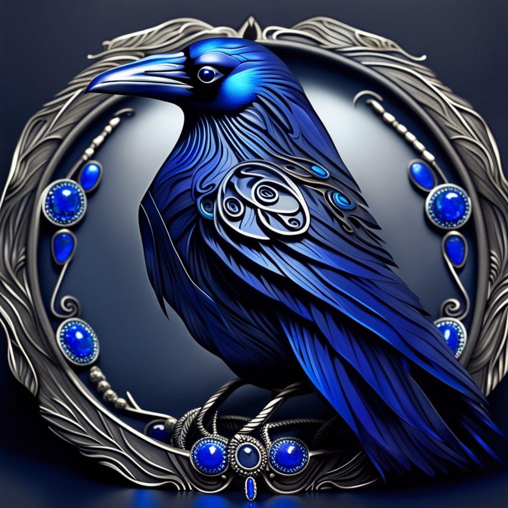 Blue Raven with Sapphire Jewelry