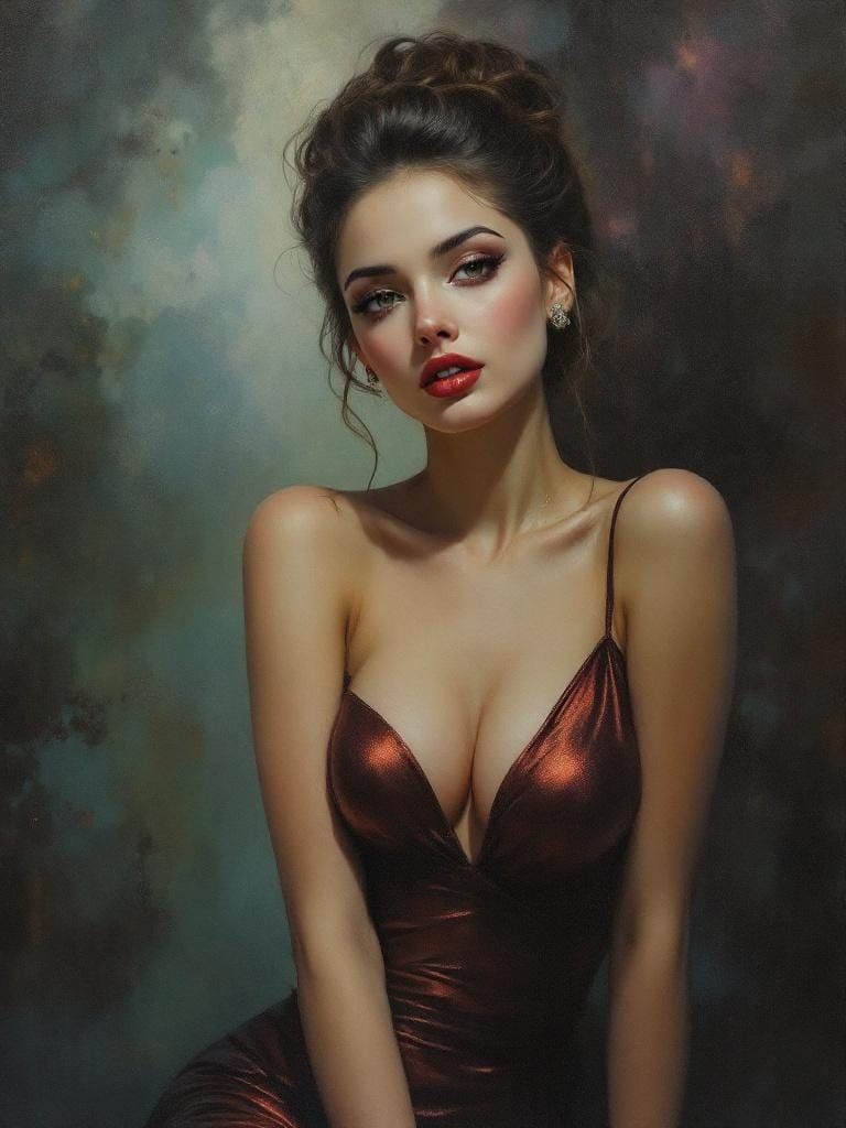 Italian Pin-Up in Art Nouveau Style