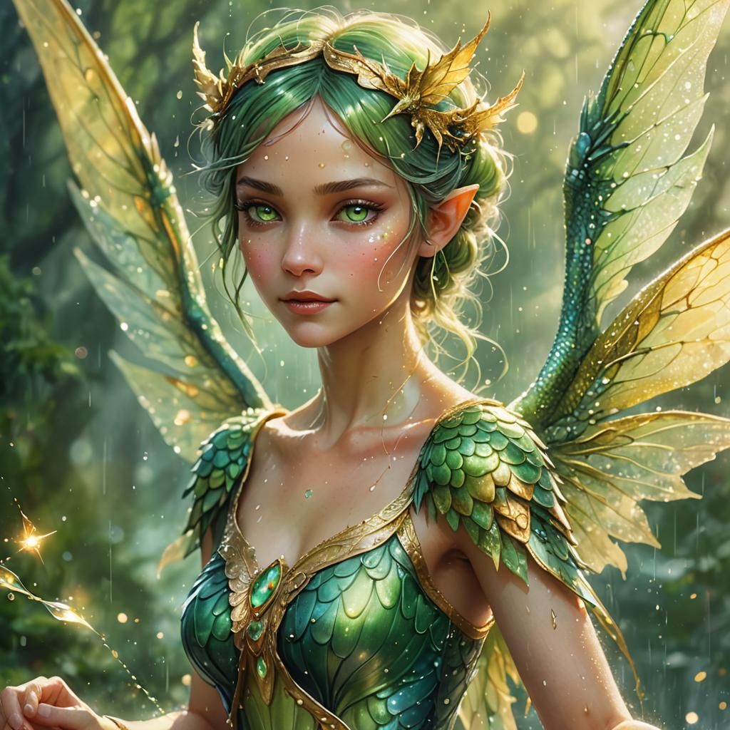 Green Fairy and Prismatic Dragon Concept Art