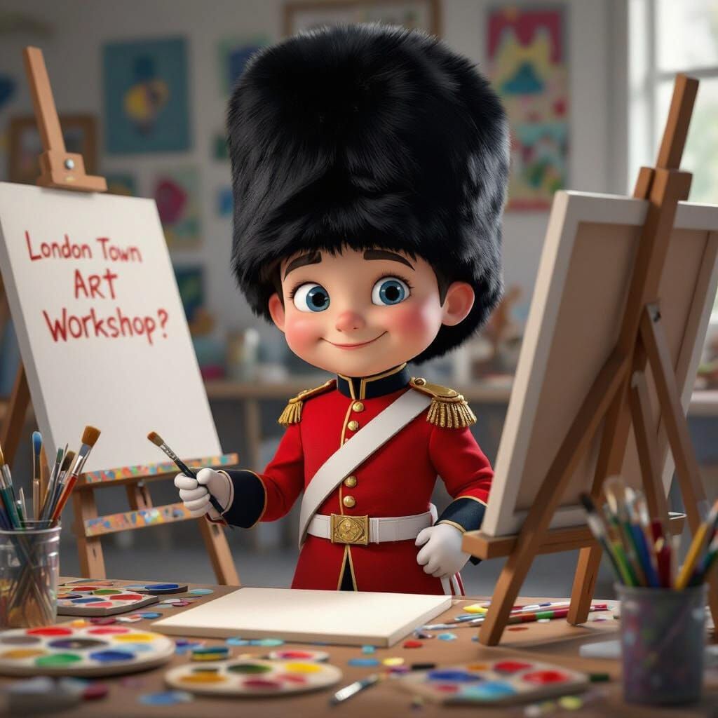 Child Royal Guard in Art Class Digital Painting