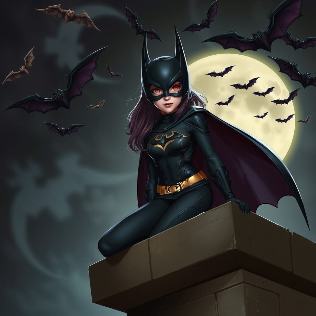 Batman Girl Character Portrait in Eisenberg Style