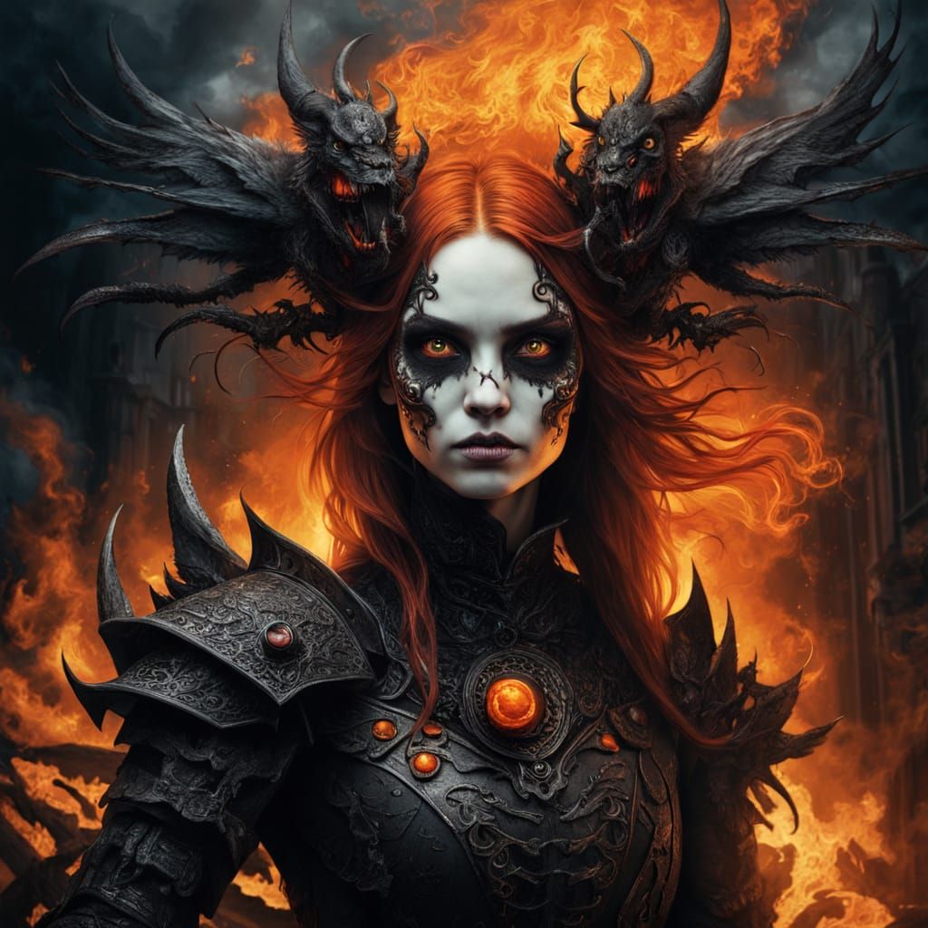 Dark Fantasy Hybrid Goddess in Smoldering Chiaroscuro