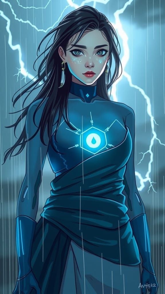 Ethereal Korean Superheroine Unleashes Stormy Power