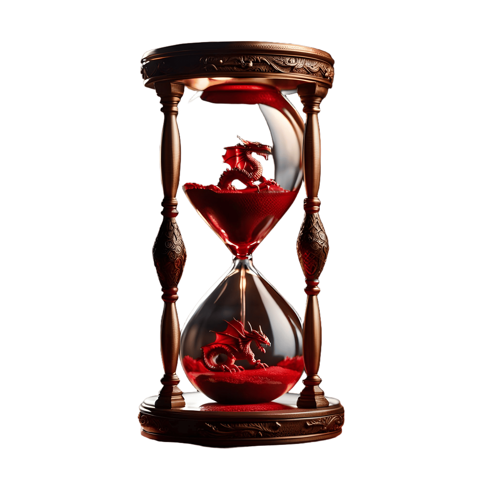 Hourglass of the Red Dragon: Realistic 8K Photo