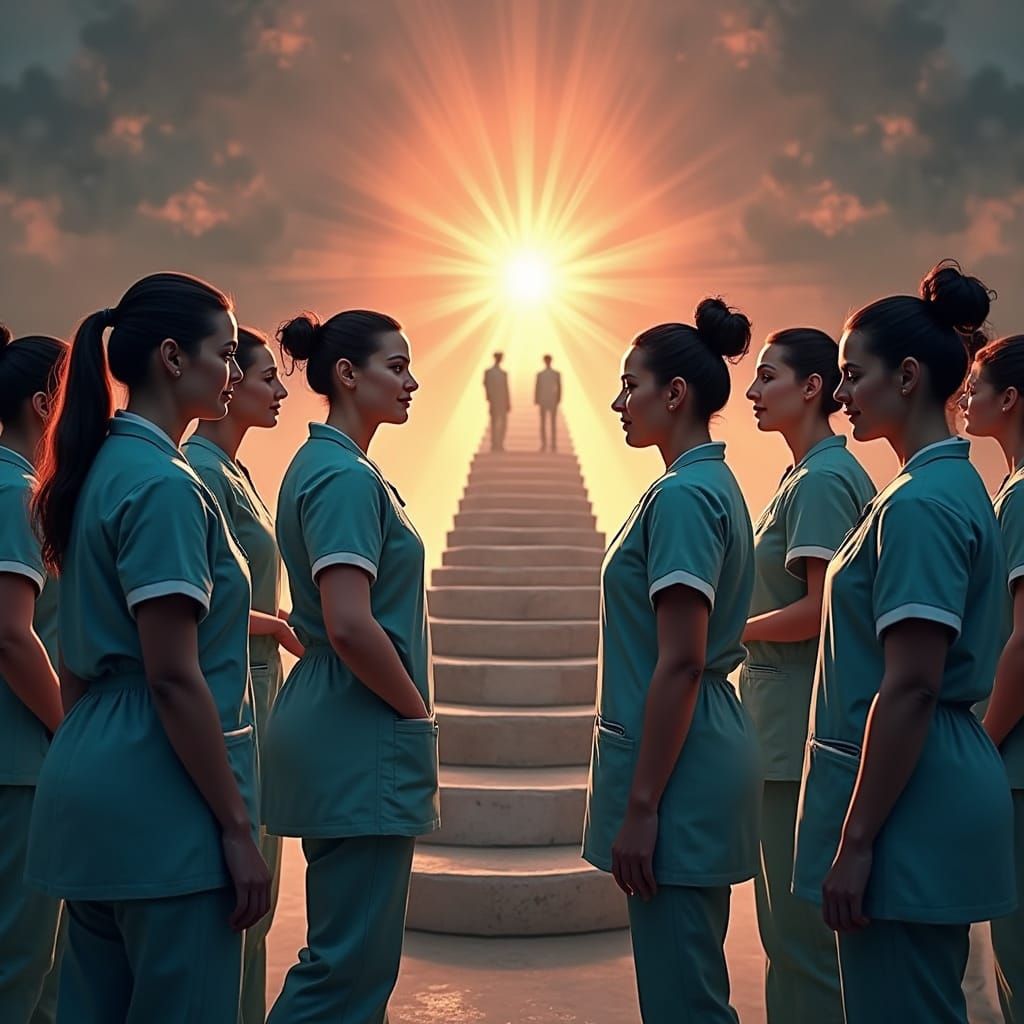 Illuminated Stepping Stones Ascend to Radiant Light