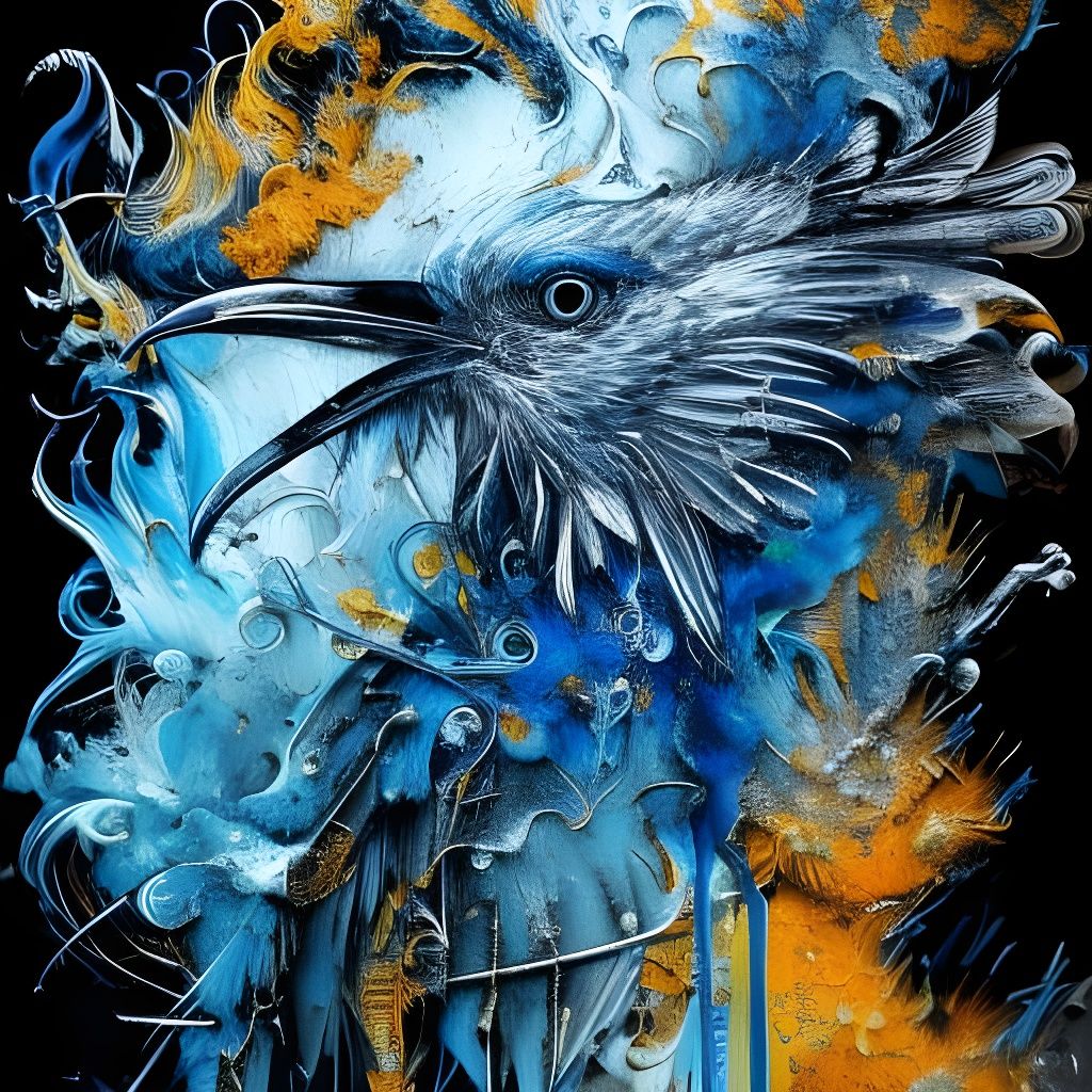 Intricate Blue Raven Smoking Pipe Fantasy Art