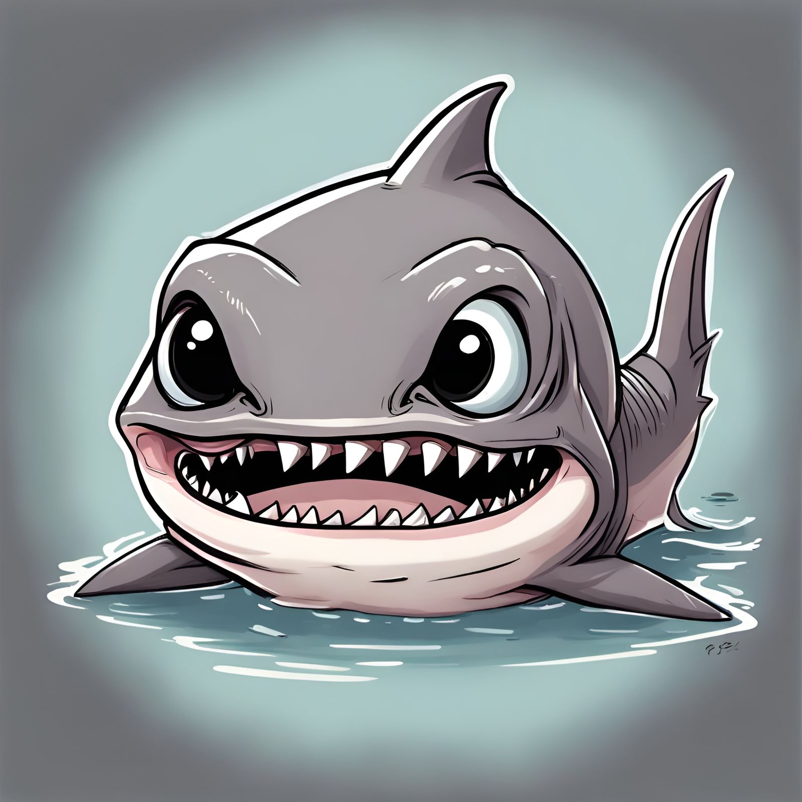 Adorable Chibi Goblin Shark Cartoon