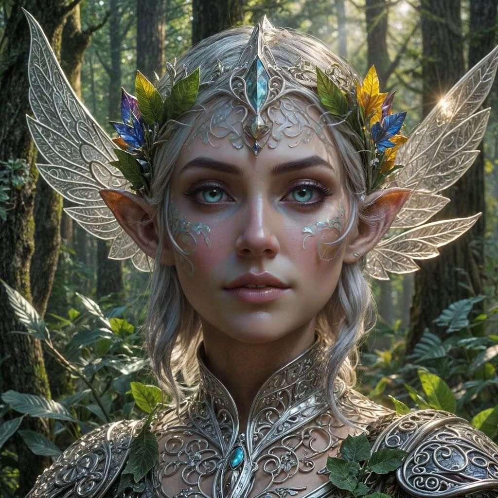 Enameled Glass Elf in Scenic Forest