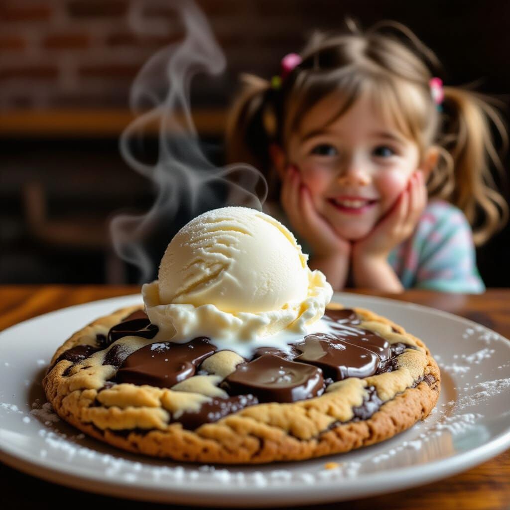 Freshly Baked Cookie with Melting Ice Cream